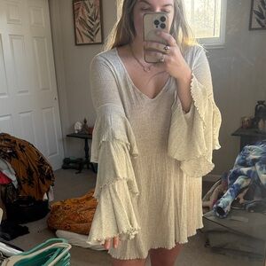 Elegant Cream Flare Sleeve Dress from FP Beach by Free People